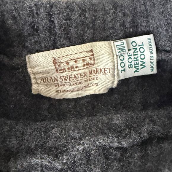 ARAN SWEATER MARKET 100% Merino Wool Cable Knit Poncho in Gray Size M/L - Picture 14 of 14